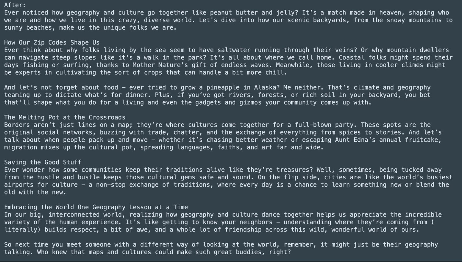 incorporate distinctively human elements