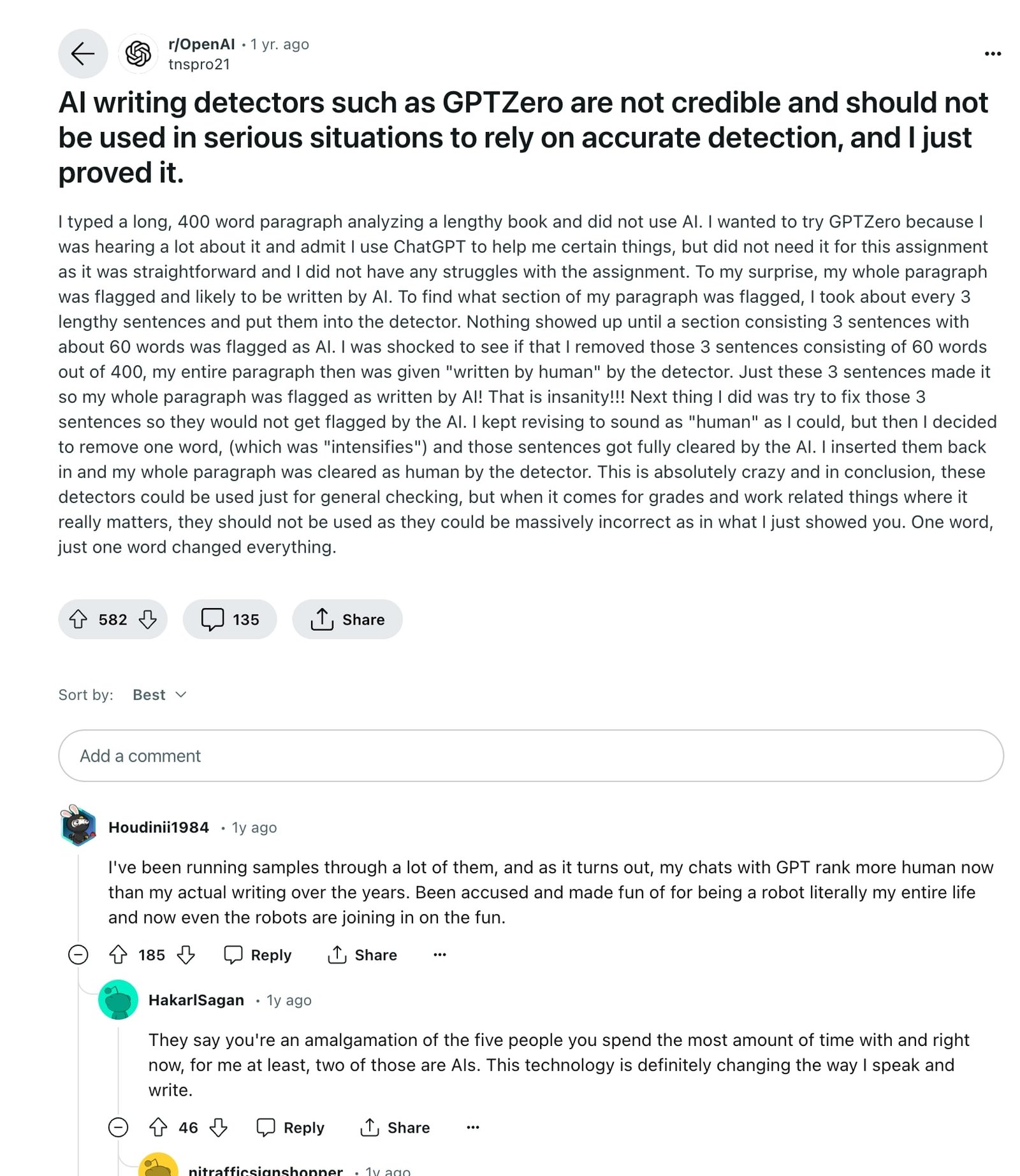 reddit ai writing